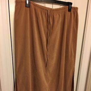 Faux Suede Straight Midi Skirt